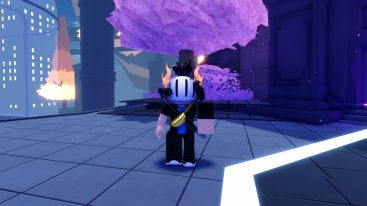Roblox Rebound Avatar Wearing Silver Helmet Standing Under Neath Pink Tree