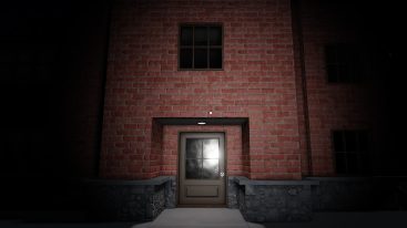 Roblox Specter A Red Bricked House Covered In Darkness With A Small Four Pained Glass Window Leading Inside