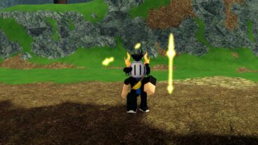 Roblox Spellblade Avatar Wearing Silver Helmet Surrounded By Three Spears Of Light