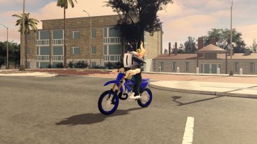 Roblox Urban Moto Avatar Wearing Silver Helmet Riding A Blue Motorbike Heading Down A Street