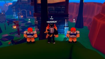Roblox Anime Contenders Avatar Wearing Silver Helmet Standing Near Two Red Headed Npcs Called Lady