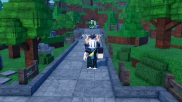 Roblox Anime Trainer Rng Avatar Wearing Silver Helmet Standing In Forest Path