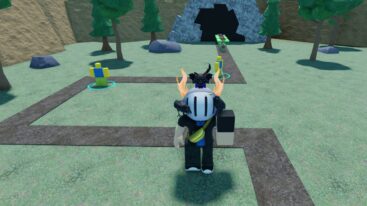 Roblox Noob Defense Avatar Wearing Silver Helmet Standing Near Noob Units On Path