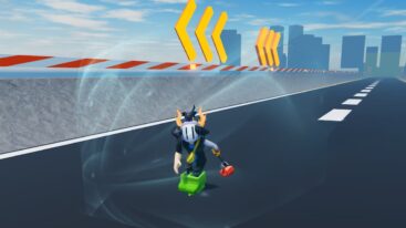 Roblox Roller Training Avatar Wearing Silver Helmet In Green Roller Skates Going Down Road
