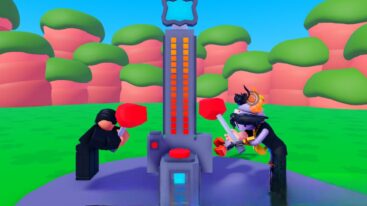 Roblox Arcade Slam Simulator Avatar Wearing Silver Helmet With Crows Holding Red Mallet About To Hit A Red Switch