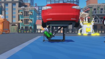 Roblox Beast Gym Battle Avatar Wearing Silver Helmet Dressed In Green Leg Pushing Lifting A Red Car