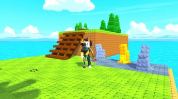 Roblox Build An Island Avatar Wearing Silver Helmet Standing Near Pillars Of Stone And Gold Near Wooden Bridge Leading To Trees