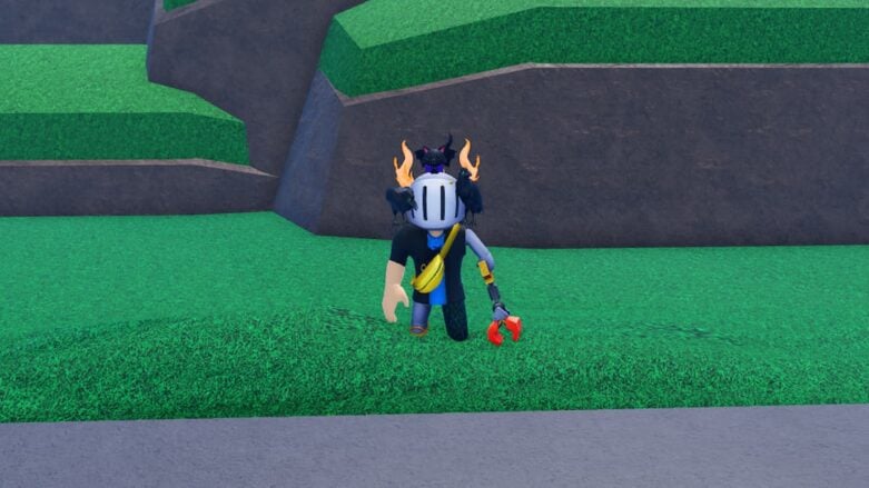 Roblox Defeat Italian Brainrot And Prove Mom Wrong Avatar Wearing Silver Helmet With Bat And Ravens On Helmet Standing On Grass