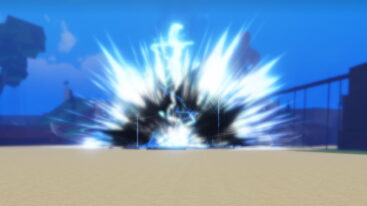 Roblox Elemental Warzone A Lightstorm Storm Blast Blue Crashing Into The Desert Floot Below