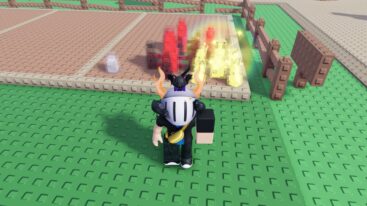 Roblox Grow Crystals Avatar Wearing Silver Helmet With Big Left Arm Standng Before Gold Red White Crystals