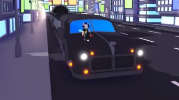 Roblox Luxury Limo Tycoon Avatar Wearing Silver Helmet Standing On Top Of Giant Black Luxury Limo