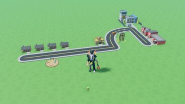 Roblox Mini City Tycoon Avatar Wearing Silver Helmet Standing Before Small Mini City