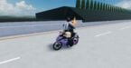 Roblox Moped Bike Racing Avatar Wearing Silver Helmet Driving A Pink Moped On A Road