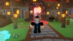 Roblox Pixel Blade Avatar Wearing Silver Helmet Holding Wooden Sword In Right Hand Standing Before Red Portal