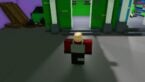 Roblox Poly Z Red Clothed Avatar Bald Standing Near Green Brick Building