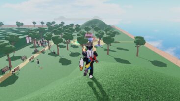 Roblox Steal Ice Cream From Kids Avatar Wearing Silver Helmet Holding Ice Cream Cone In Right Hand As He Stands On Top Of A Hill
