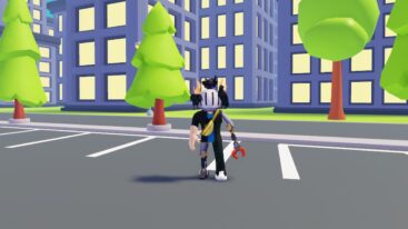 Roblox Tattoo Studio Tycoon Avatar Wearing Silver Helmet Standing In Car Packing Space Near City Blocks