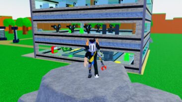 Roblox Trillionaire Empire Tycoon Avatar Wearing Silver Helmet And Left Metal Claw Hand Standing On Rock With Building Behind