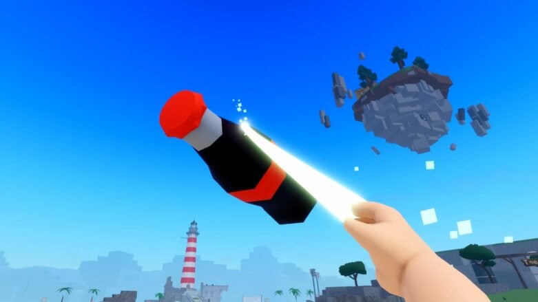 Roblox Untitled Fling Game A Hand With White Tether Holding Giant Cola Bottle