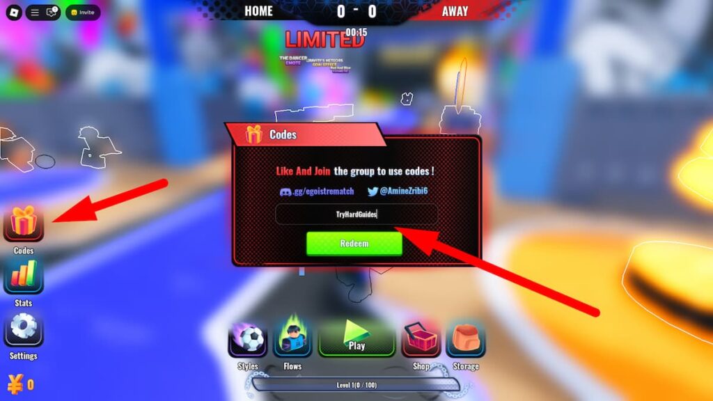 How To Redeem Codes In Egoist Rematch Roblox