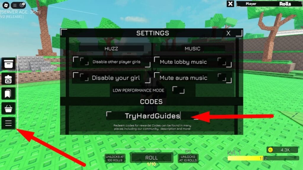 How To Redeem Codes In Huzz Rng Roblox