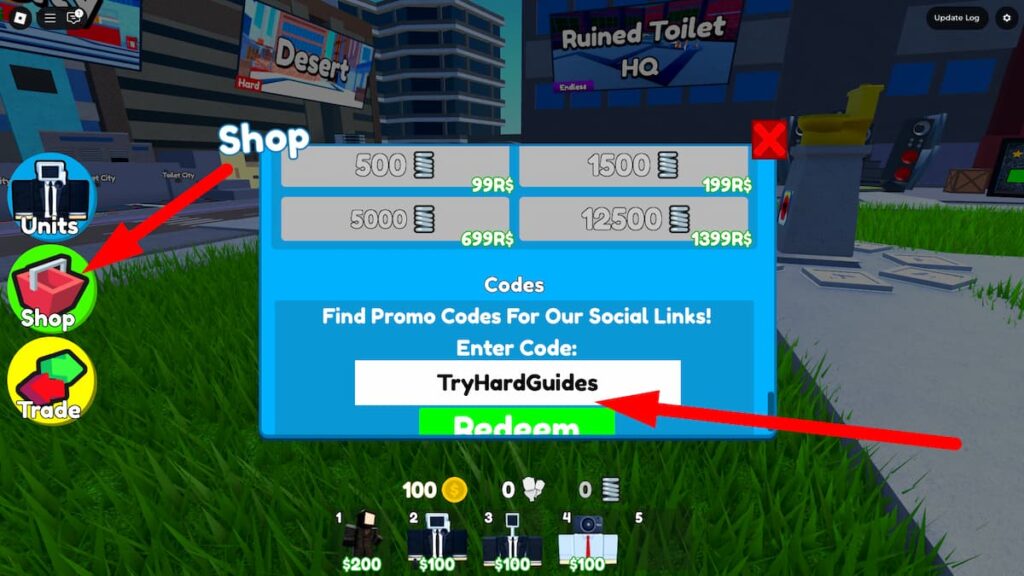 How To Redeem Codes In Reborn Toilet Tower Defense Roblox