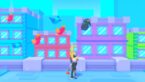 Roblox Burd Avatar Wearing Silver Helmet And Claw Arm Watching Different Colored Birds Fly Past