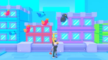 Roblox Burd Avatar Wearing Silver Helmet And Claw Arm Watching Different Colored Birds Fly Past