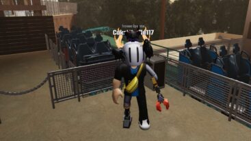 Roblox Coaster Operator An Avatar Wearing Silver Helmet Standing Near Fences With Coasters
