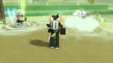 Roblox Dead Fruits Avatar Wearing Silver Helmet Standing Near Two Avatars Using Special Effects
