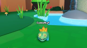 Roblox Evolution Boom A Green Creature With Yellow Spikes Near A Pond With Mushrooms And Plants