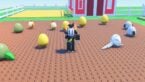Roblox Grow An Egg Avatar Wearing Silver Helmet Standing On Dirt Surrounded By Different Colored Eggs