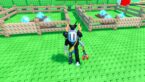 Roblox Grow A Friend Avatar Wearing Silver Helmet And Claw Arm Standing Outside Pens As Blue Eggs Are Hatching
