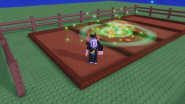 Roblox Grow A Garden Modded Avatar Wearing Silver Helmet Standing Beside Dirt And Sprinker