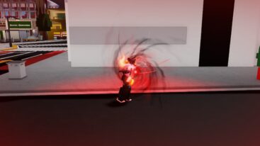 Roblox Jujutsu Beatdown Avatar Wearing Silver Helmet Summoning Red Energy