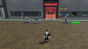 Roblox Merge Tower Defense Avatar Wearing Silver Helmet Standing Before Base With Massive Turrets Outside