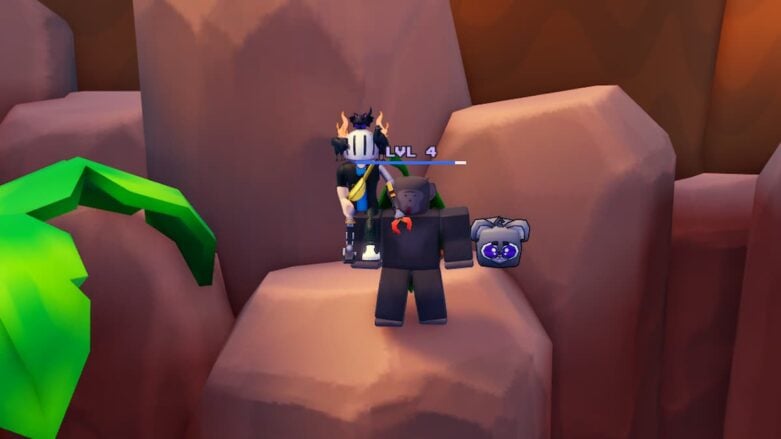 Roblox Monkey Ascension Avatar Wearing Silver Helmet Riding On The Shoulder Of A Walking Monkey