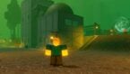 Roblox New Eden Blonde Haired Glowing Green Eyes Avatar Standing On Street
