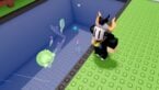 Roblox Own A Fish Pond Avatar Wearing Silver Helmet Standing Near Fish Pond