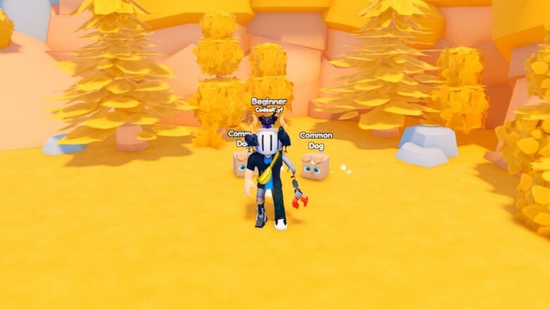 Roblox Pet Star Ultimate Avatar Wearing Silver Helmet Standing Near Yellow Trees