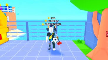 Roblox Soccer Simulator Avatar Wearing Silver Helmet With Metal Claw Arm Holding Soccer Ball