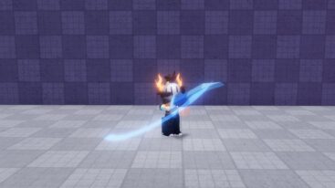 Roblox Something Boss Fights Avatar Wearing Silver Helmet Swinging Blue Sword