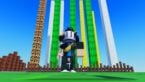 Roblox Stack The Blocks Avatar Wearing Silver Helmet With Many Different Colored Box Stacks Behind Blue Yellow White