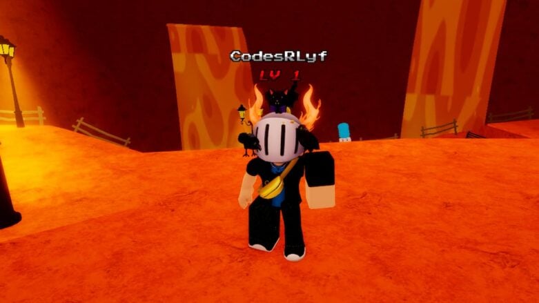 Roblox Undertale Adventures Td Avatar Wearing Silver Helmet Standing In Orange Room As Lava Falls From Walls