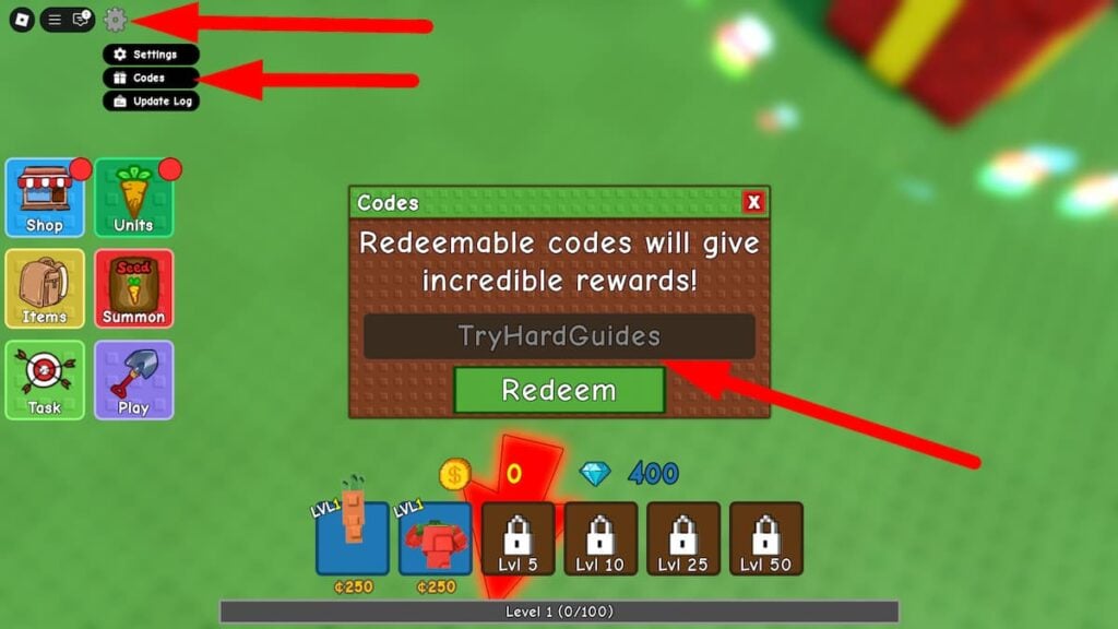 How To Redeem Codes In Garden Tower Defense Roblox