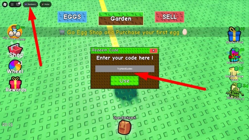 How To Redeem Codes In Grow An Egg Roblox