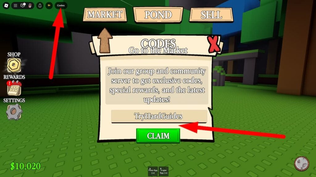 How To Redeem Codes In Own A Fish Pond Roblox
