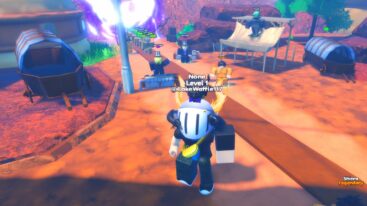 Roblox Anime Stars Tower Defense Avatar Wearing Silver Helmet Standing Before Units Attacking Enemies Coming From Purple Portal