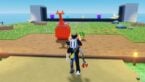 Roblox Build A Zoo Avatar Wearing Silver Helmet And Claw Arm Standing In Front Of Massive Red Egg