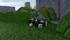 Roblox Climbing Game Avatar Wearing Silver Helmet Lying On Grass